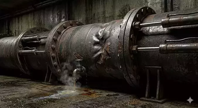 Industrial Damaged Pipe Section