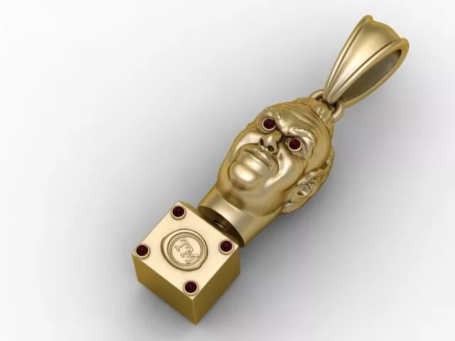 Gold Face Cube Pendant 3D print model