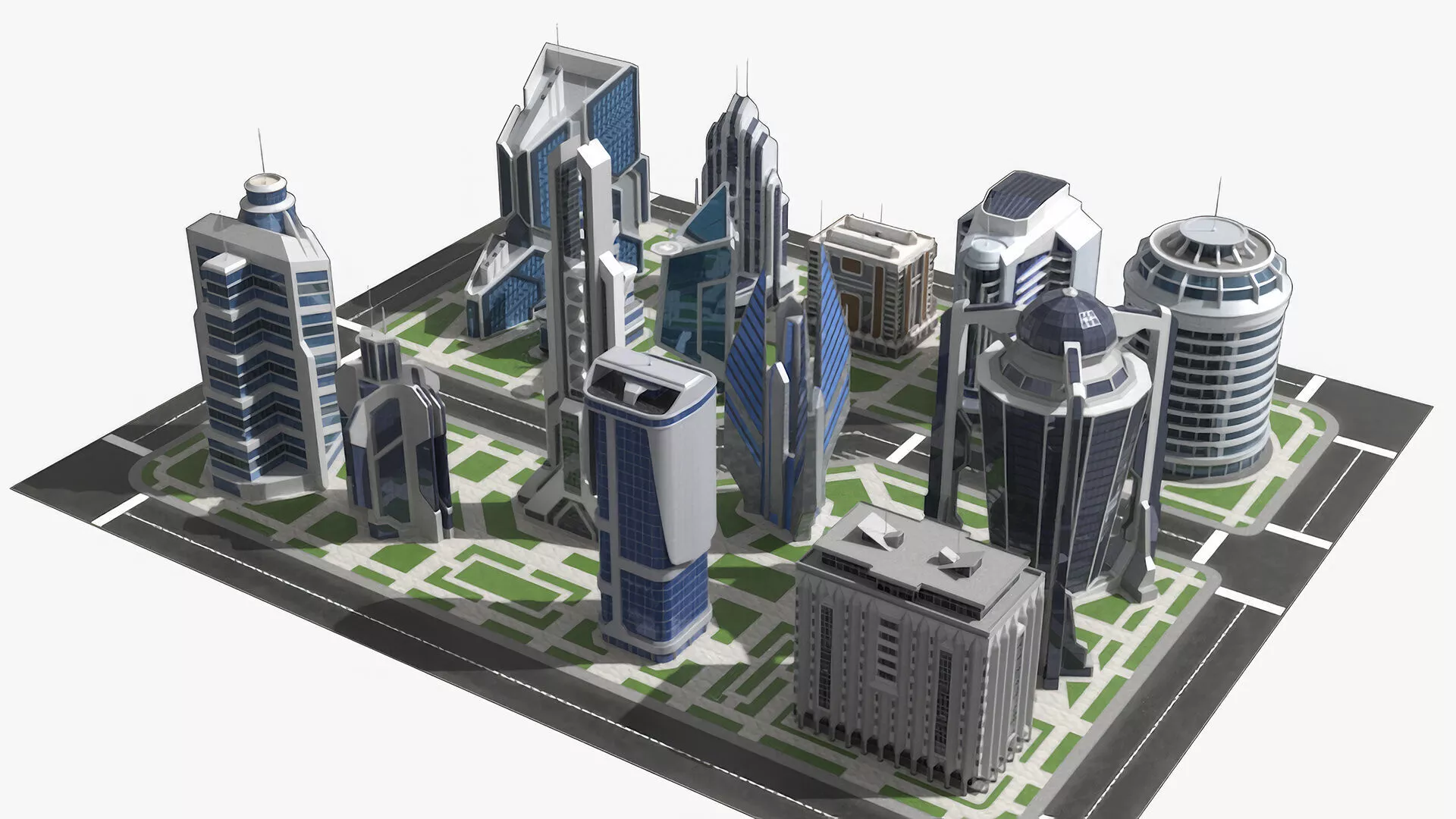 Futuristic Cityscape District 3D model