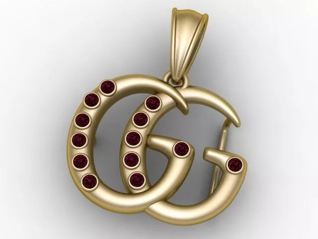 Double G Ruby Pendant 3D print model