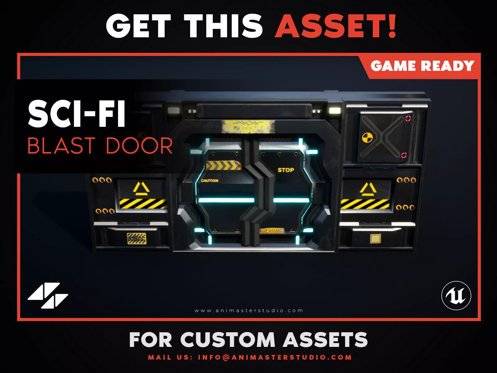 Sci-Fi Blast Door - PBR Game Ready Low-poly 3D model