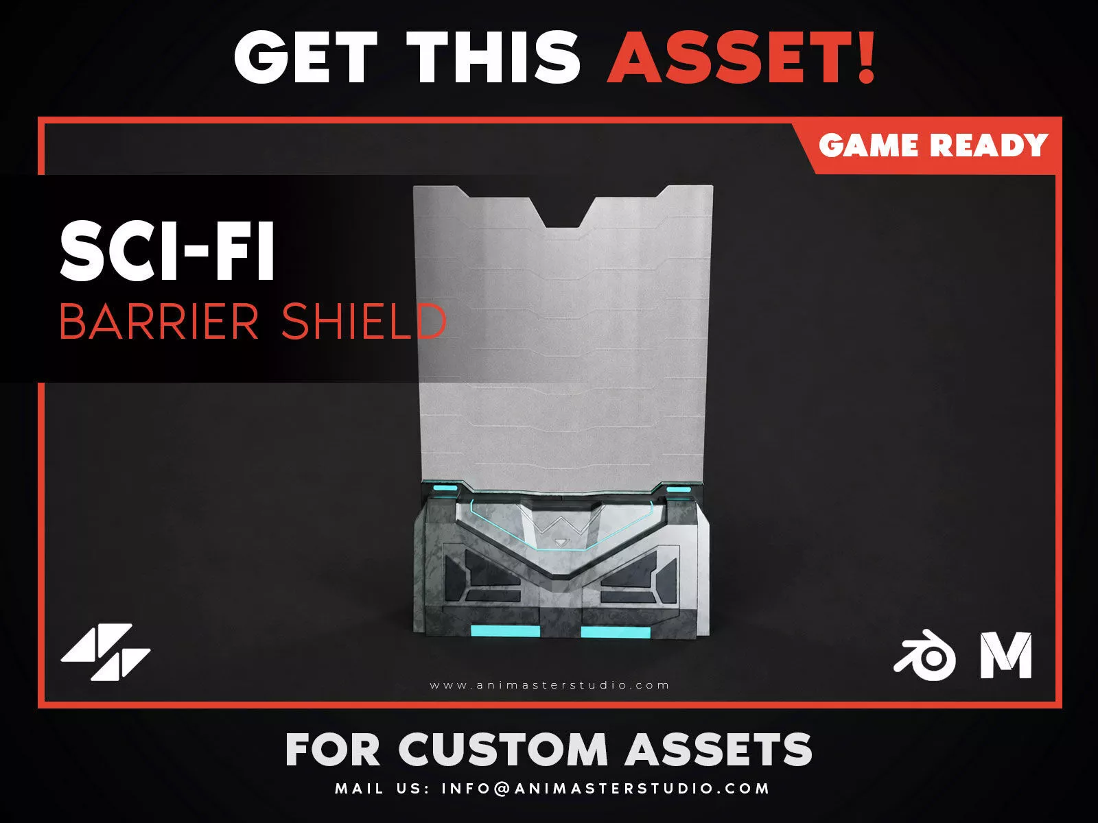 Sci-Fi Deployable Barrier Shield - PBR Game Ready Low-poly 3D model