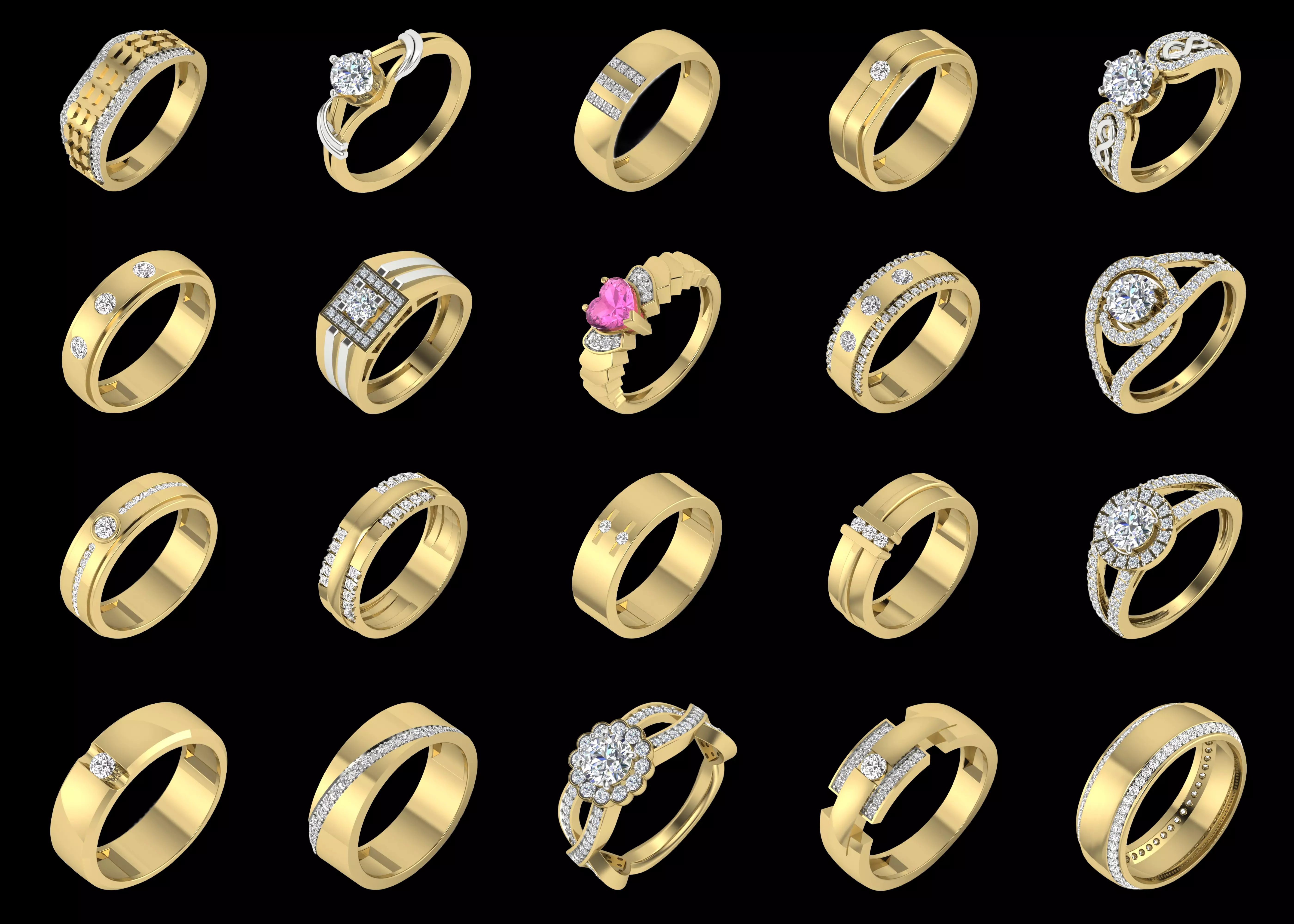 20 Pairs Earrings and Pendant Jewelry Combo Pack STL 3DM 3D print model