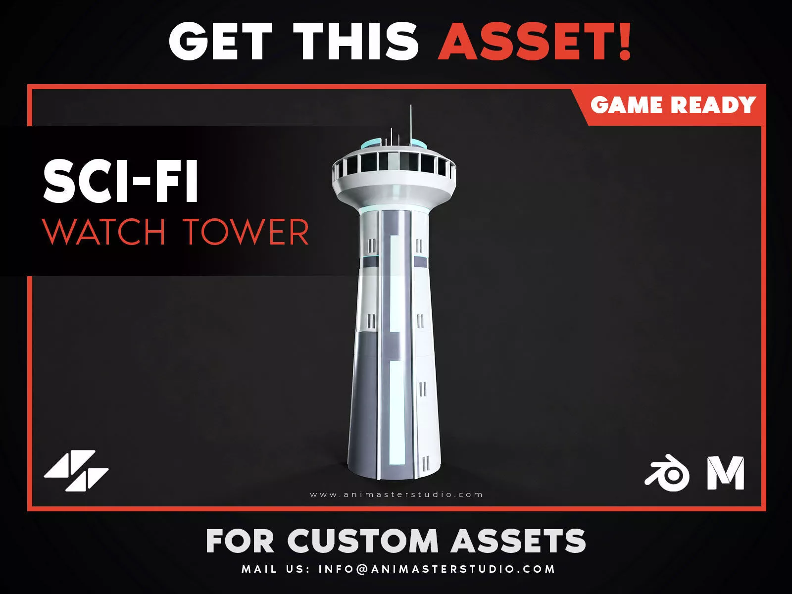 Sci-Fi Watch Tower Platform - PBR Game Ready Low-poly 3D model