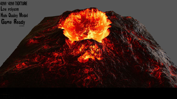 Volcano with flames 3D model