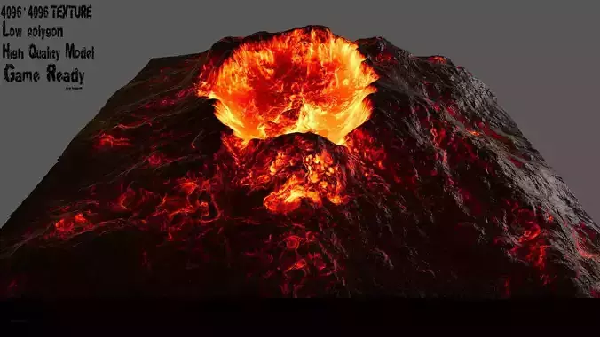 Volcano with flames 3D model