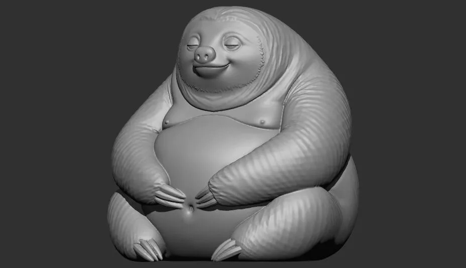 Chubby Fat Sloth Cute Animal Miniature 3D Print STL 3D print model