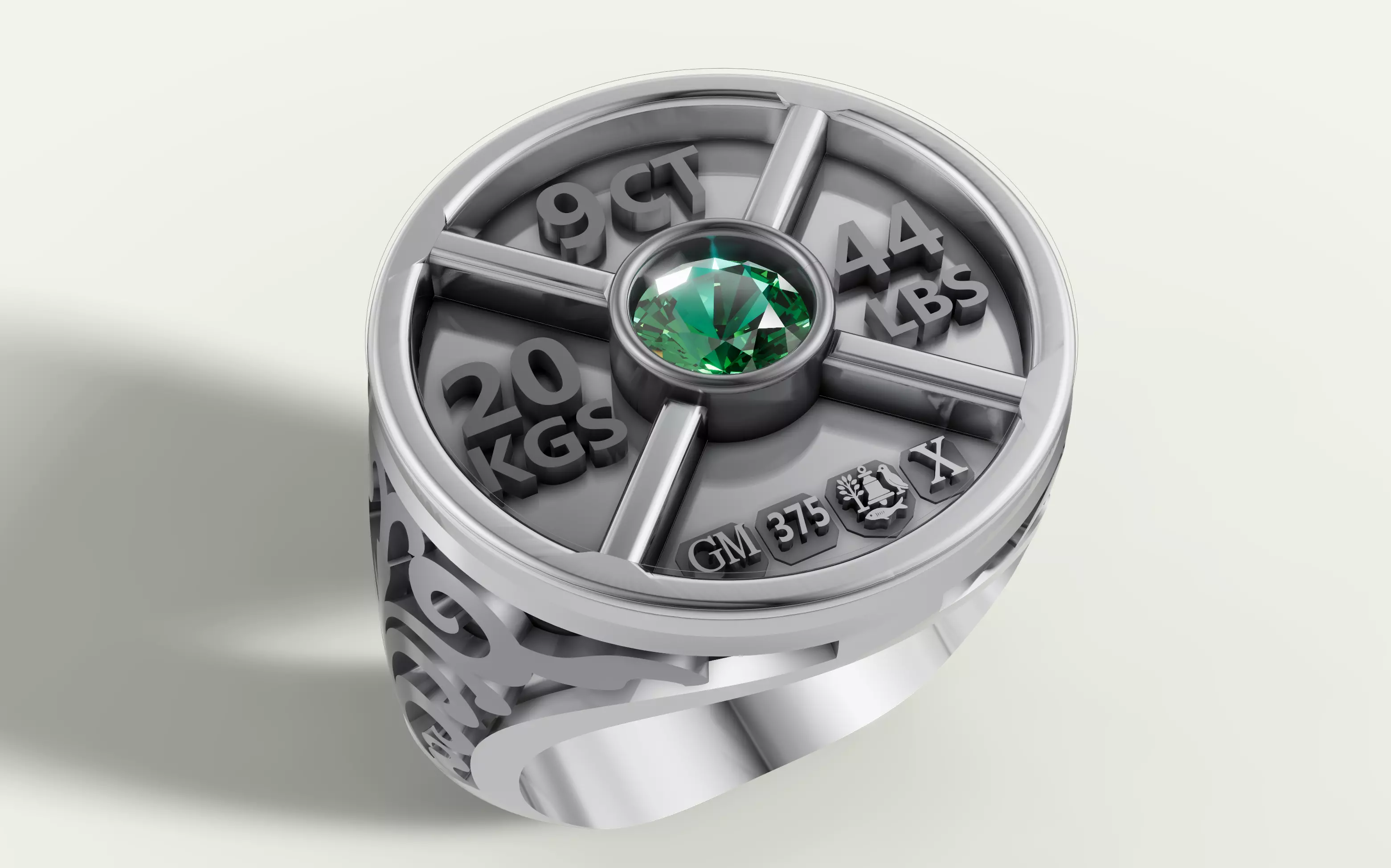 925 Sterling Silver Barbell Plate Ring - 3D Design 3D print model
