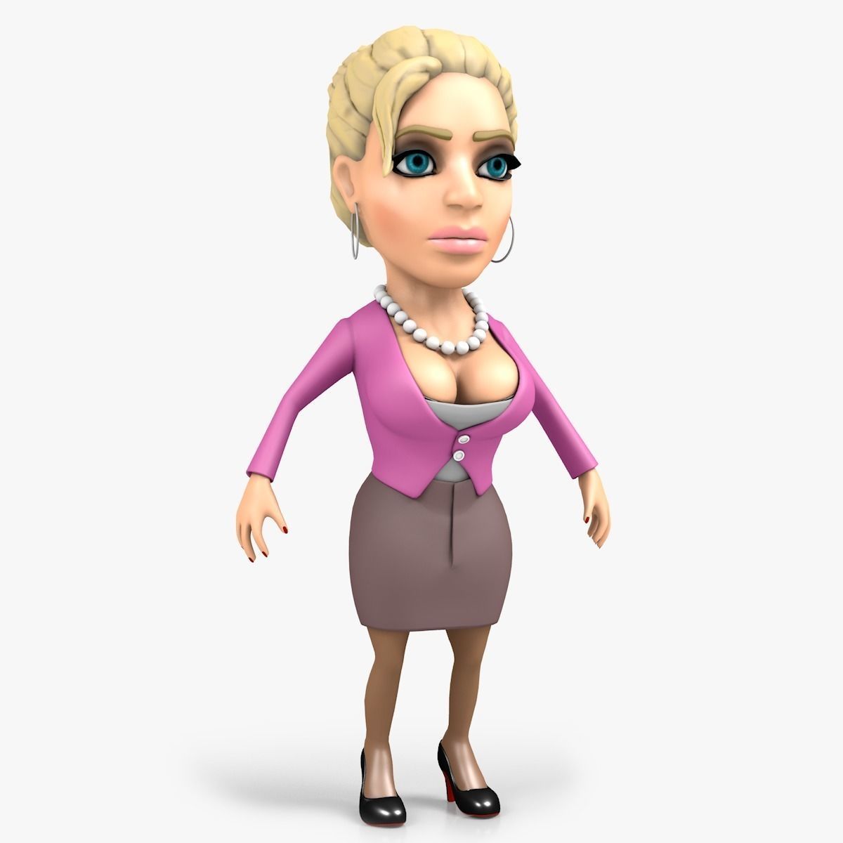 Secretary Cartoon Character 3D model