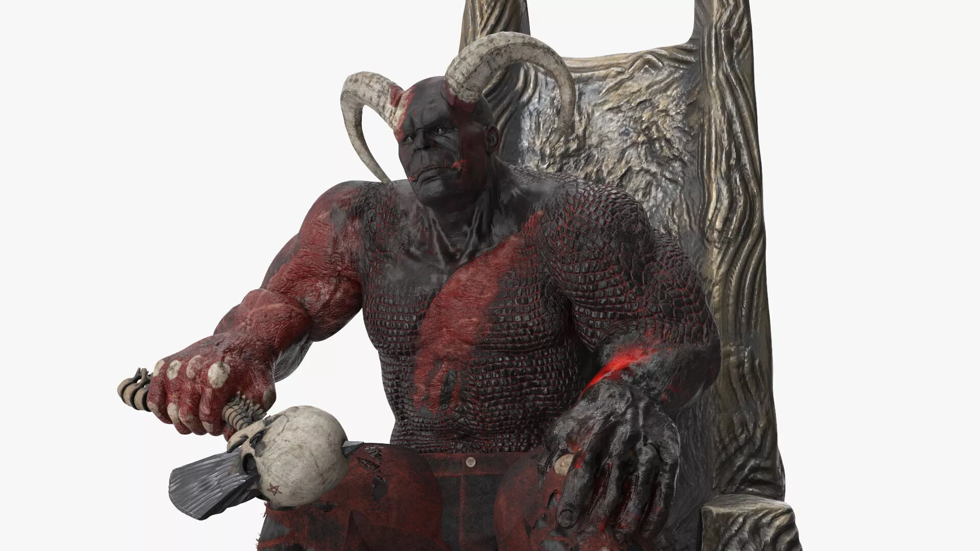 Demon King on Ritual Throne Rigged 3D model