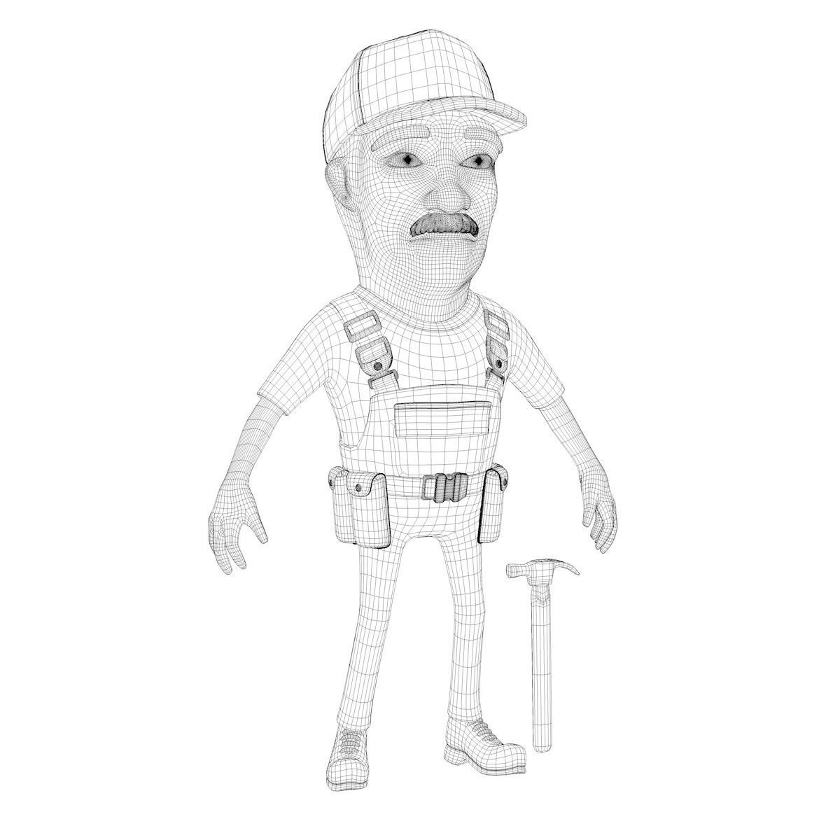 Cartoon Worker Character 3D model_4