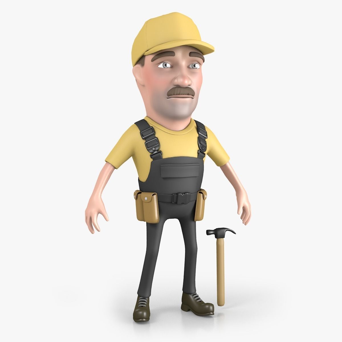 Cartoon Worker Character 3D model_0
