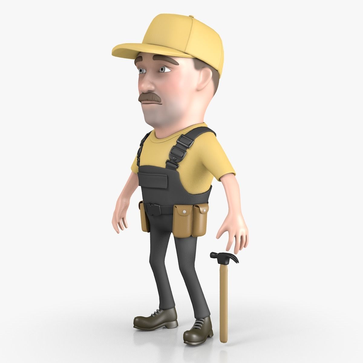 Cartoon Worker Character 3D model_3