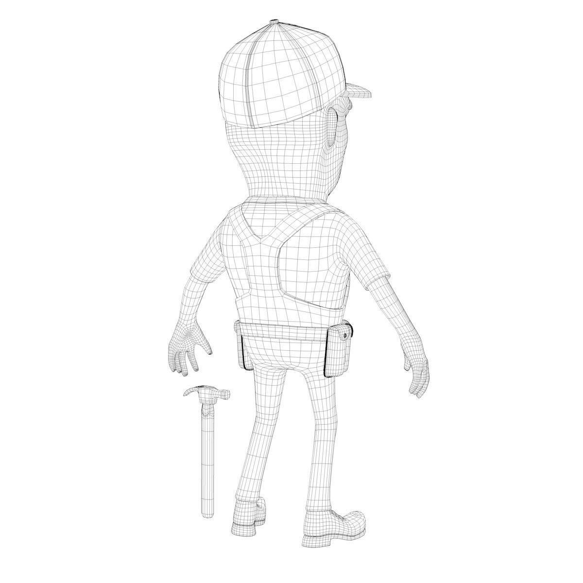 Cartoon Worker Character 3D model_5