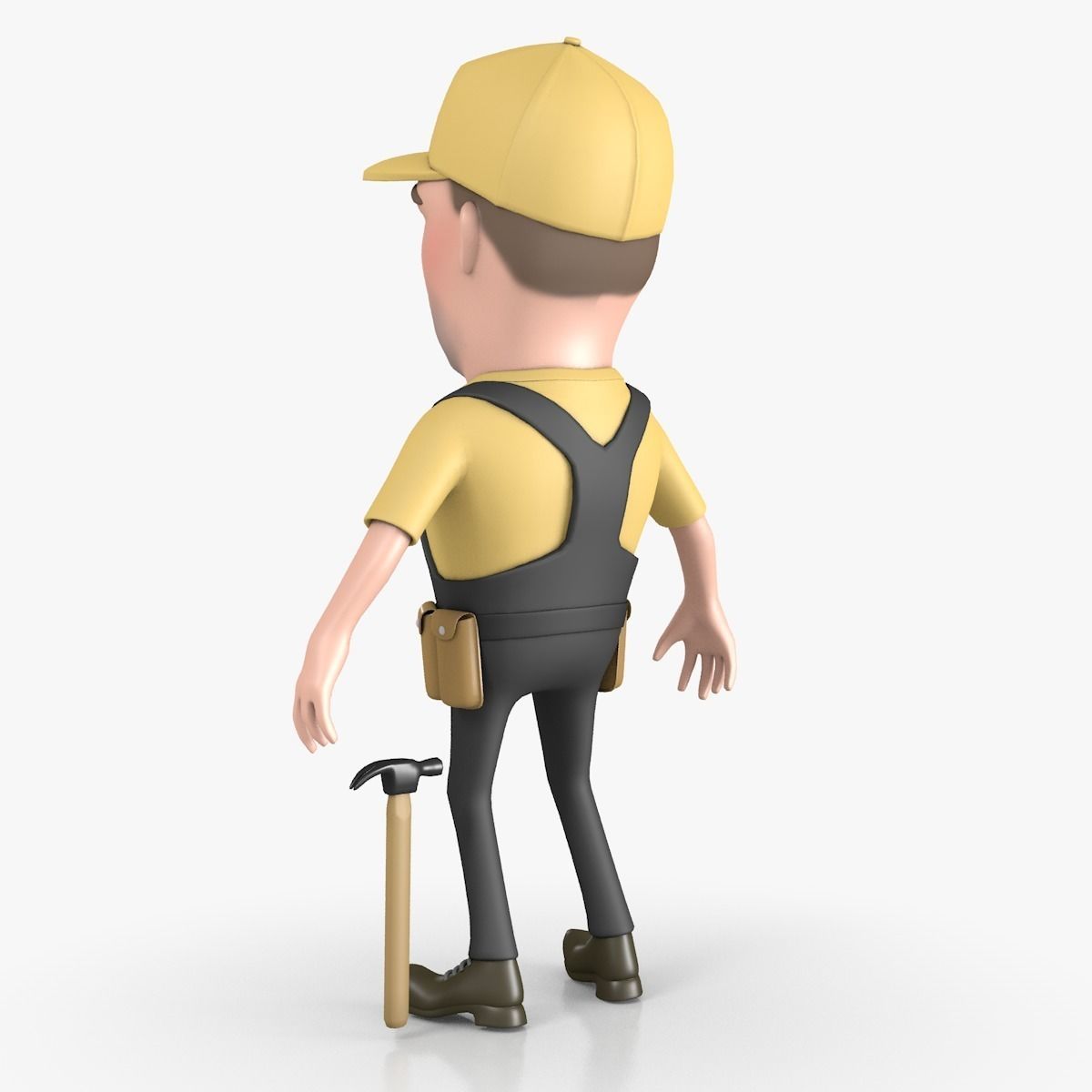 Cartoon Worker Character 3D model_2