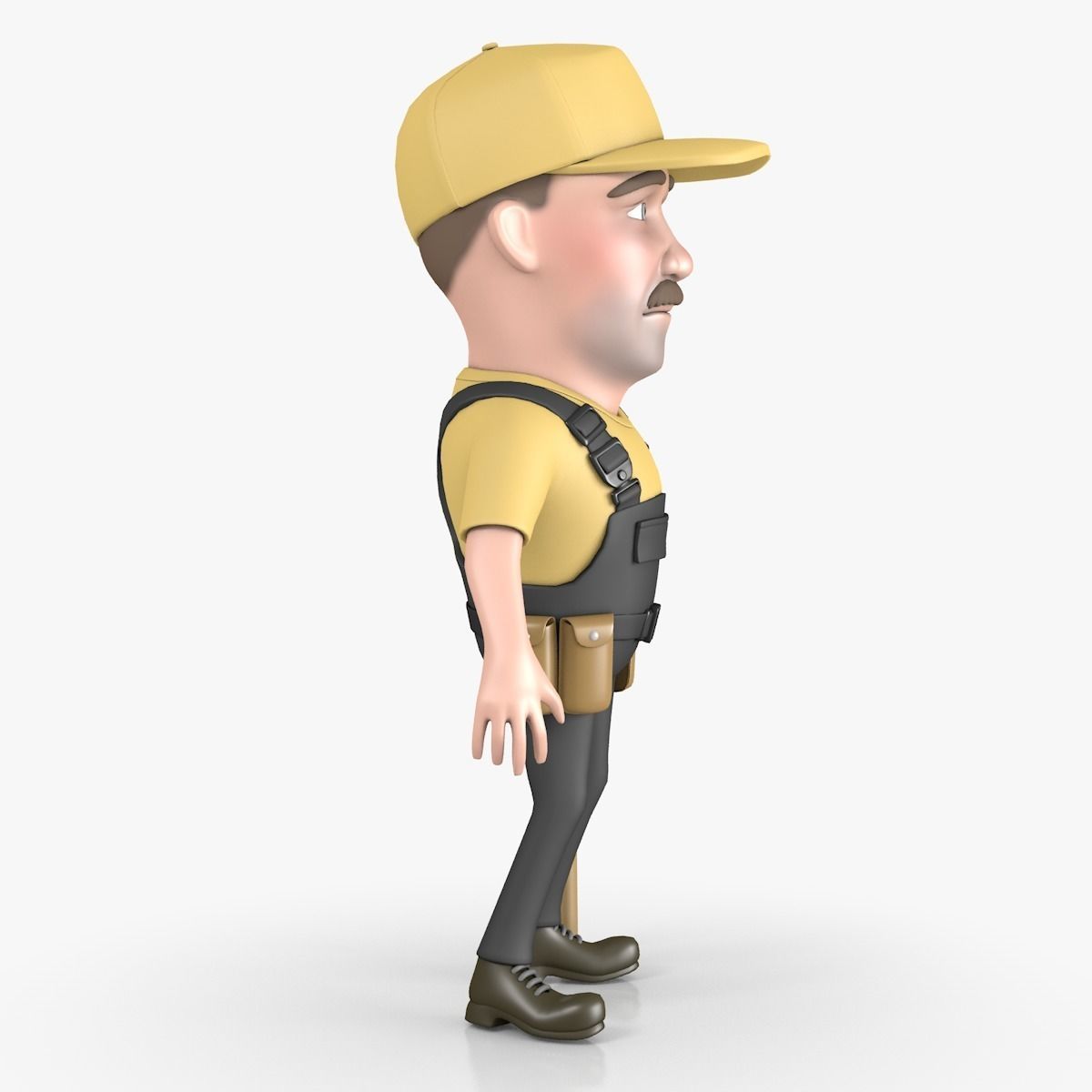 Cartoon Worker Character 3D model_1