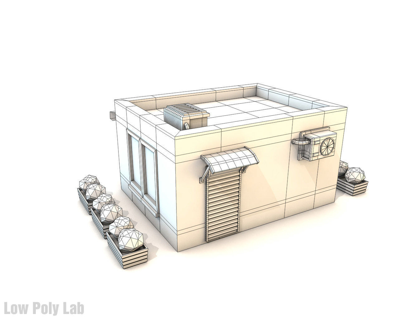 Cartoon City Buildings Shops Low-poly 3D model_14
