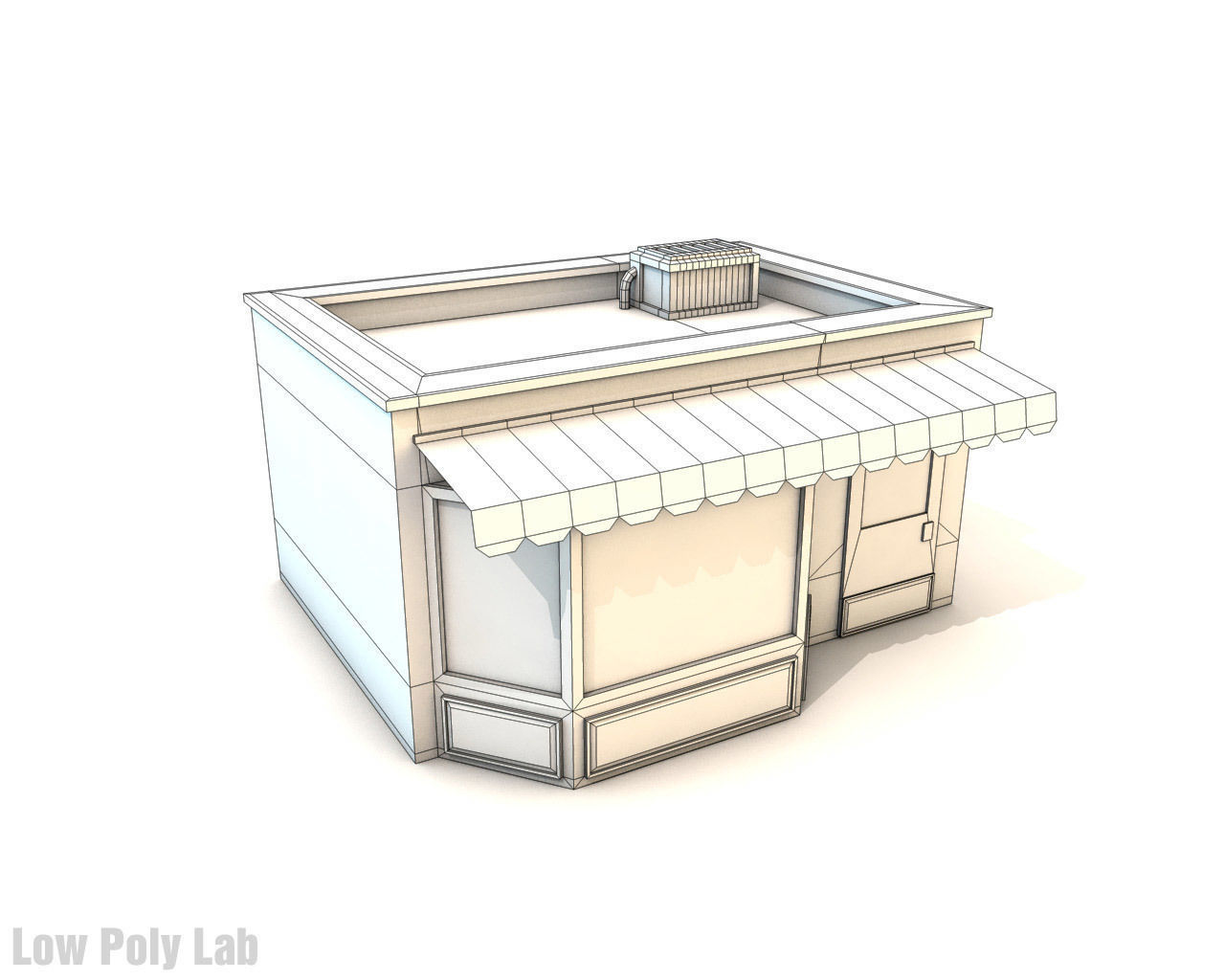 Cartoon City Buildings Shops Low-poly 3D model_9