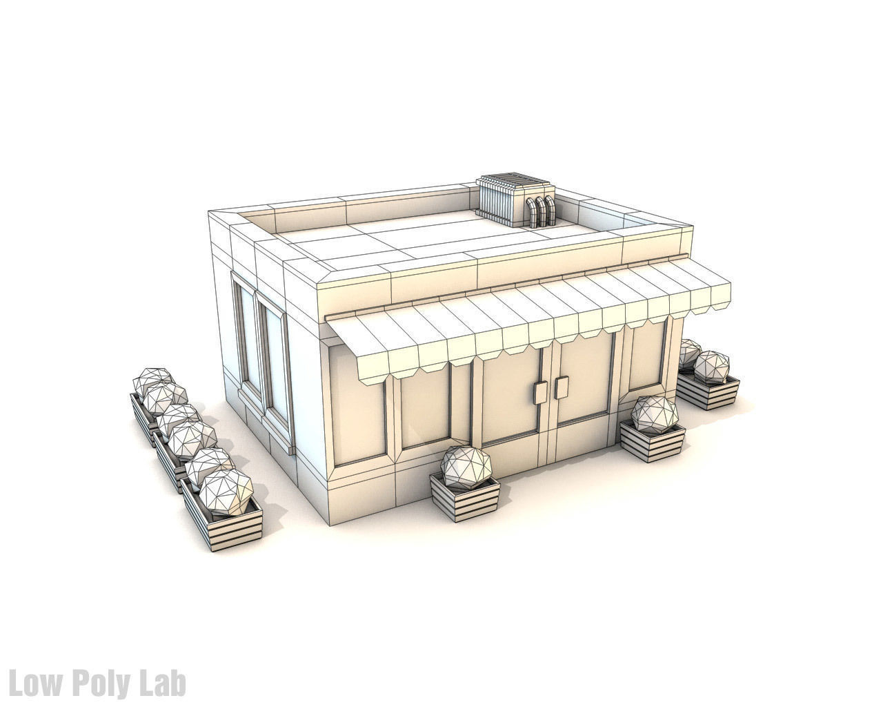 Cartoon City Buildings Shops Low-poly 3D model_13