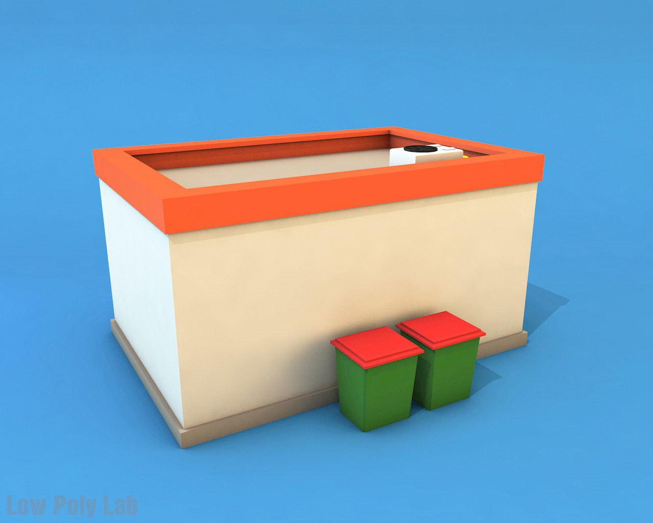 Cartoon City Buildings Shops Low-poly 3D model_4