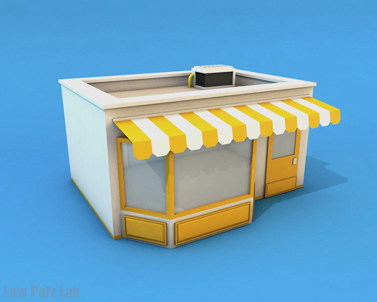Cartoon City Buildings Shops Low-poly 3D model_7