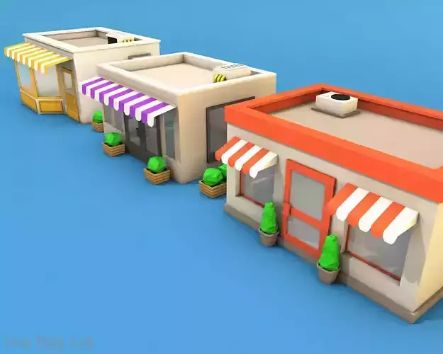 Cartoon City Buildings Shops
