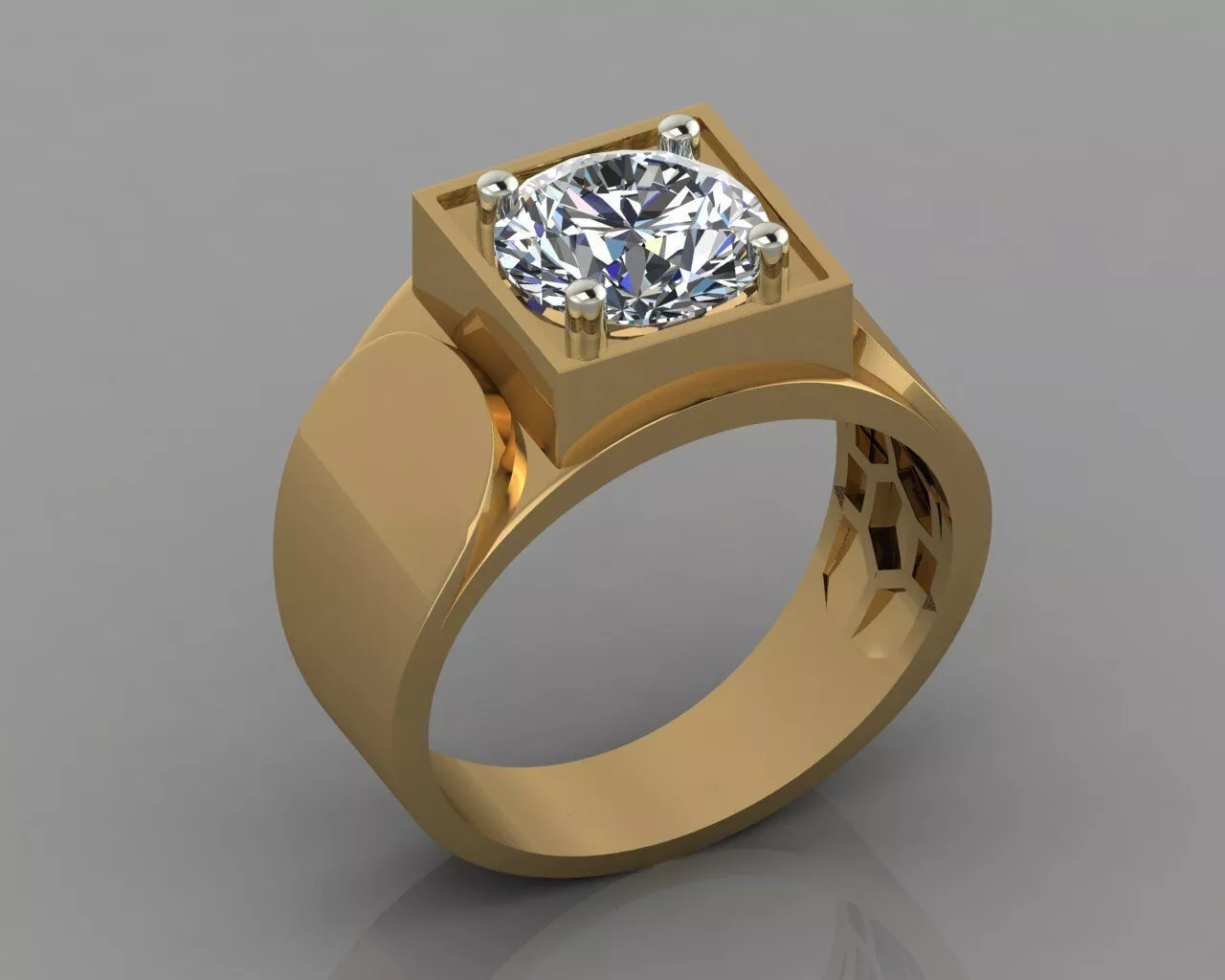 Diamond Solitare Ring 3D print model