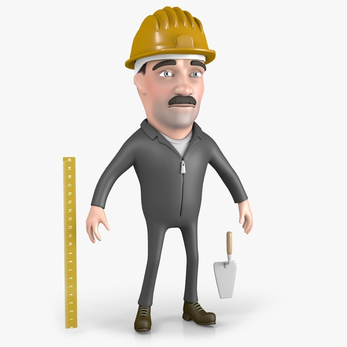 Builder Cartoon Character 3D model