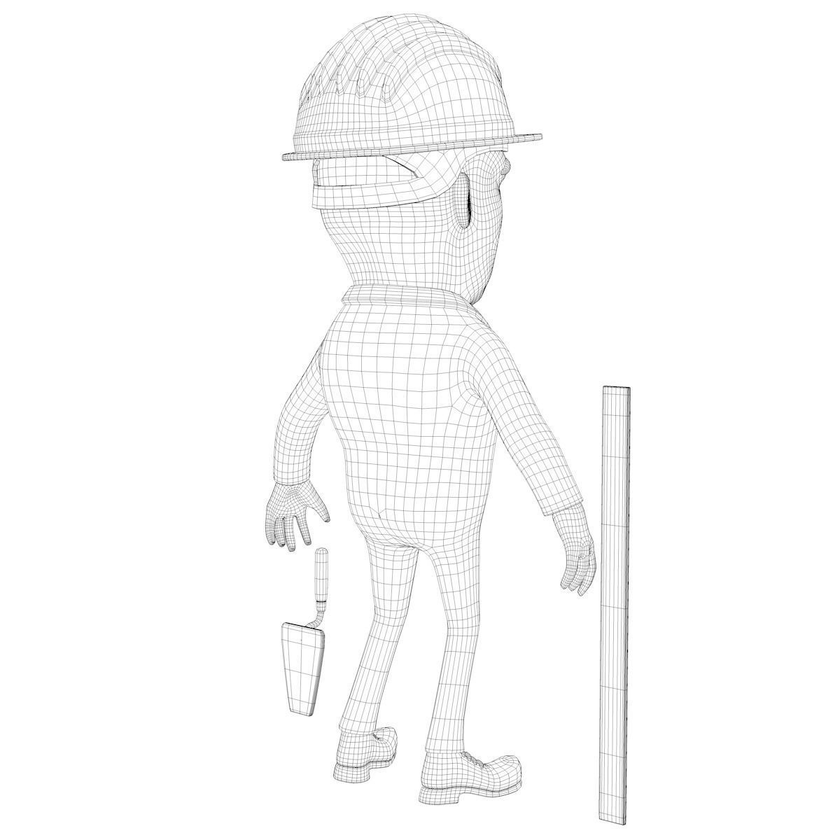 Builder Cartoon Character 3D model