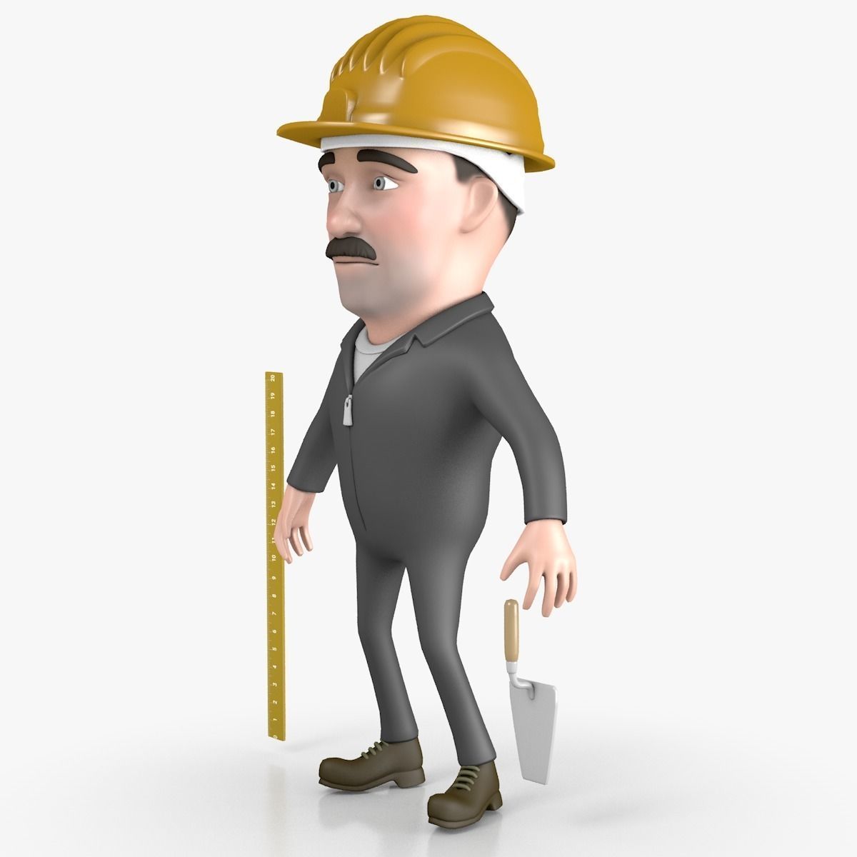Builder Cartoon Character 3D model
