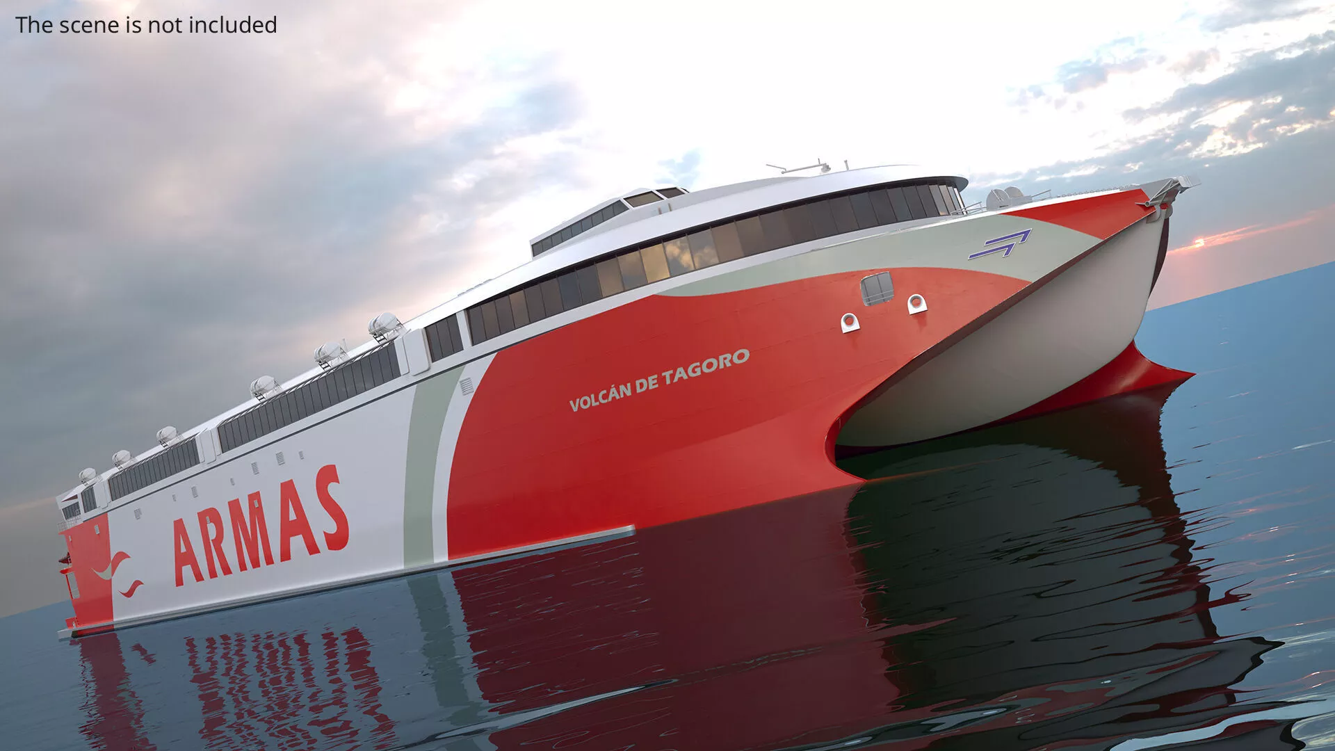 Armas High-Speed Transport Ferry Red Rigged for Cinema 4D 3D model