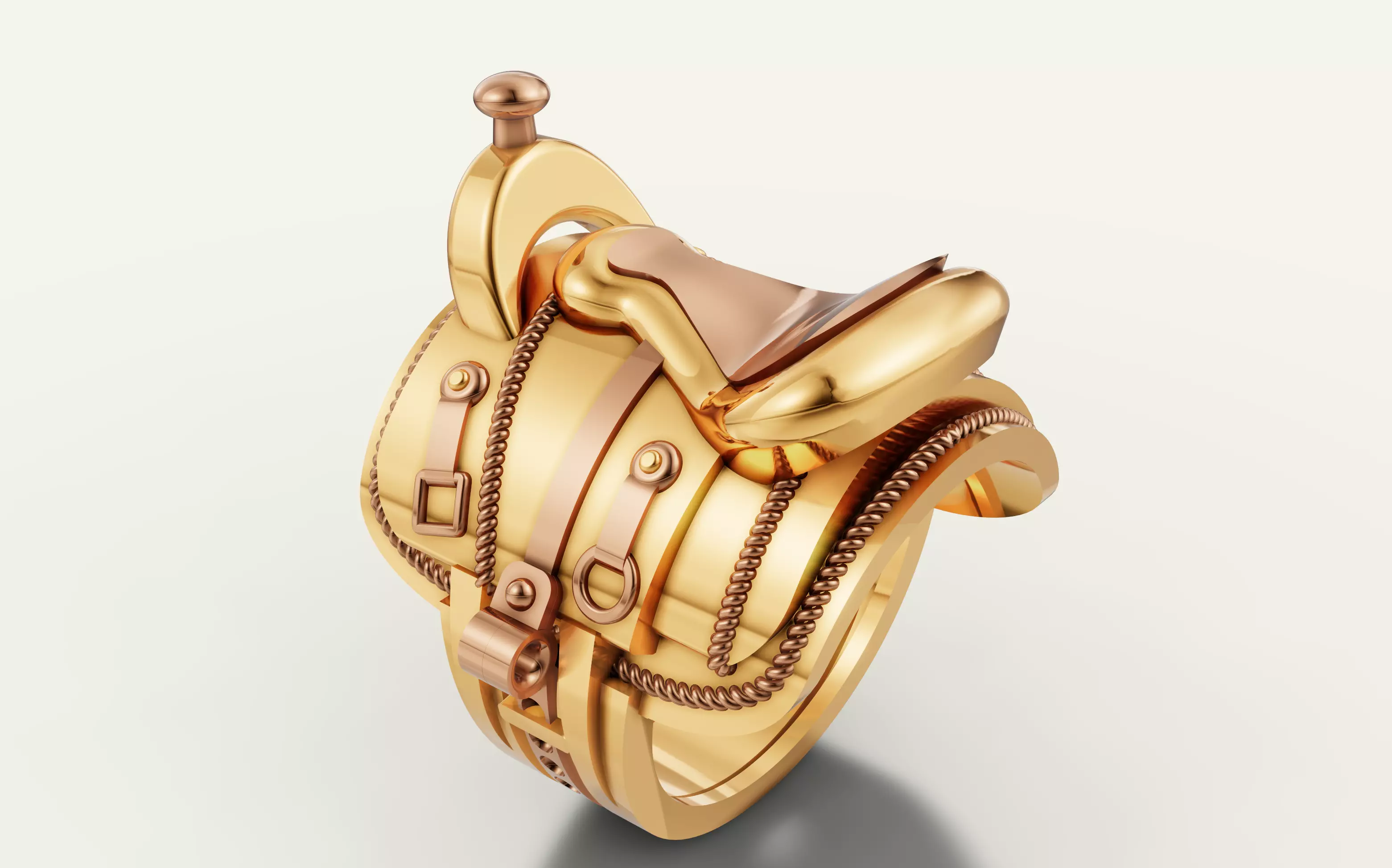 Horse Saddle Signet Ring 3D Jewelry CAD File 3D print model
