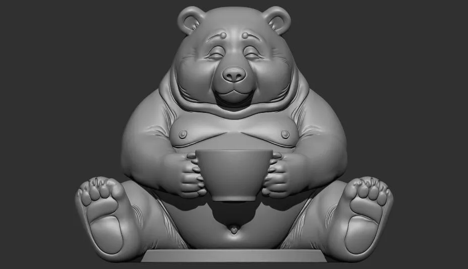 Chubby Fat Bear Cute Animal Miniature 3D Print STL 3D print model