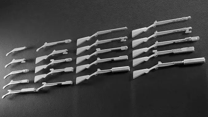 Low Poly ShotgunV2-style -20 Variations Game Ready