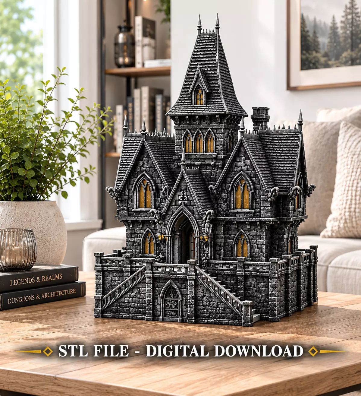 Dark Fantasy Mansion STL File for 3D Printing 3D print model