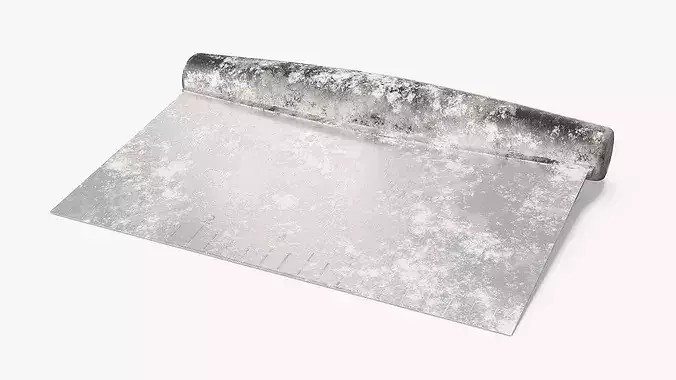 Stainless Steel Dough Scraper With Ruler Covered In Flour 3D model 3