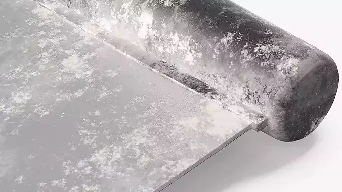 Stainless Steel Dough Scraper With Ruler Covered In Flour 3D model 5