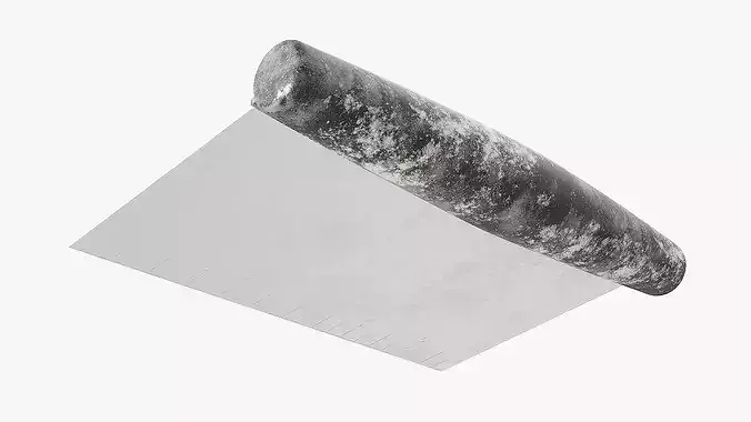 Stainless Steel Dough Scraper With Ruler Covered In Flour 3D model 4