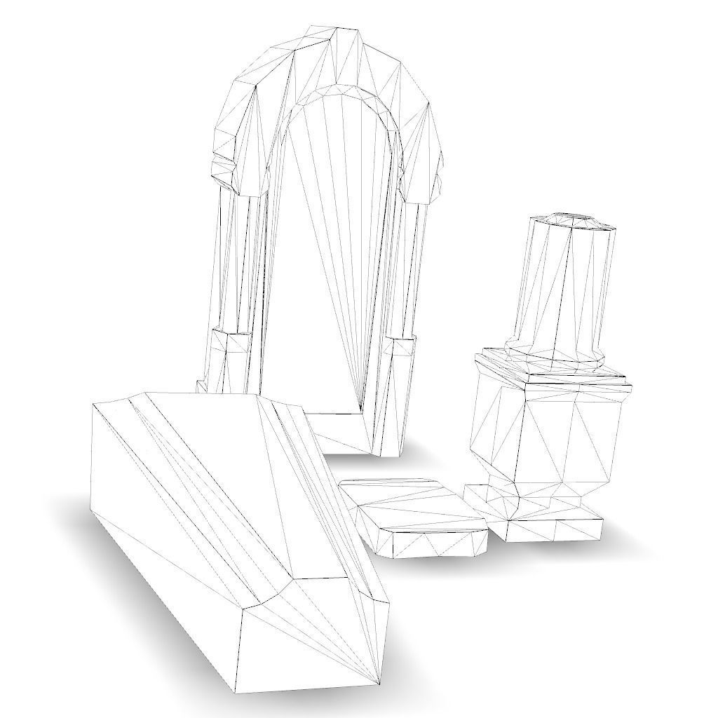 Tombstones - 2 Low-poly 3D model_3