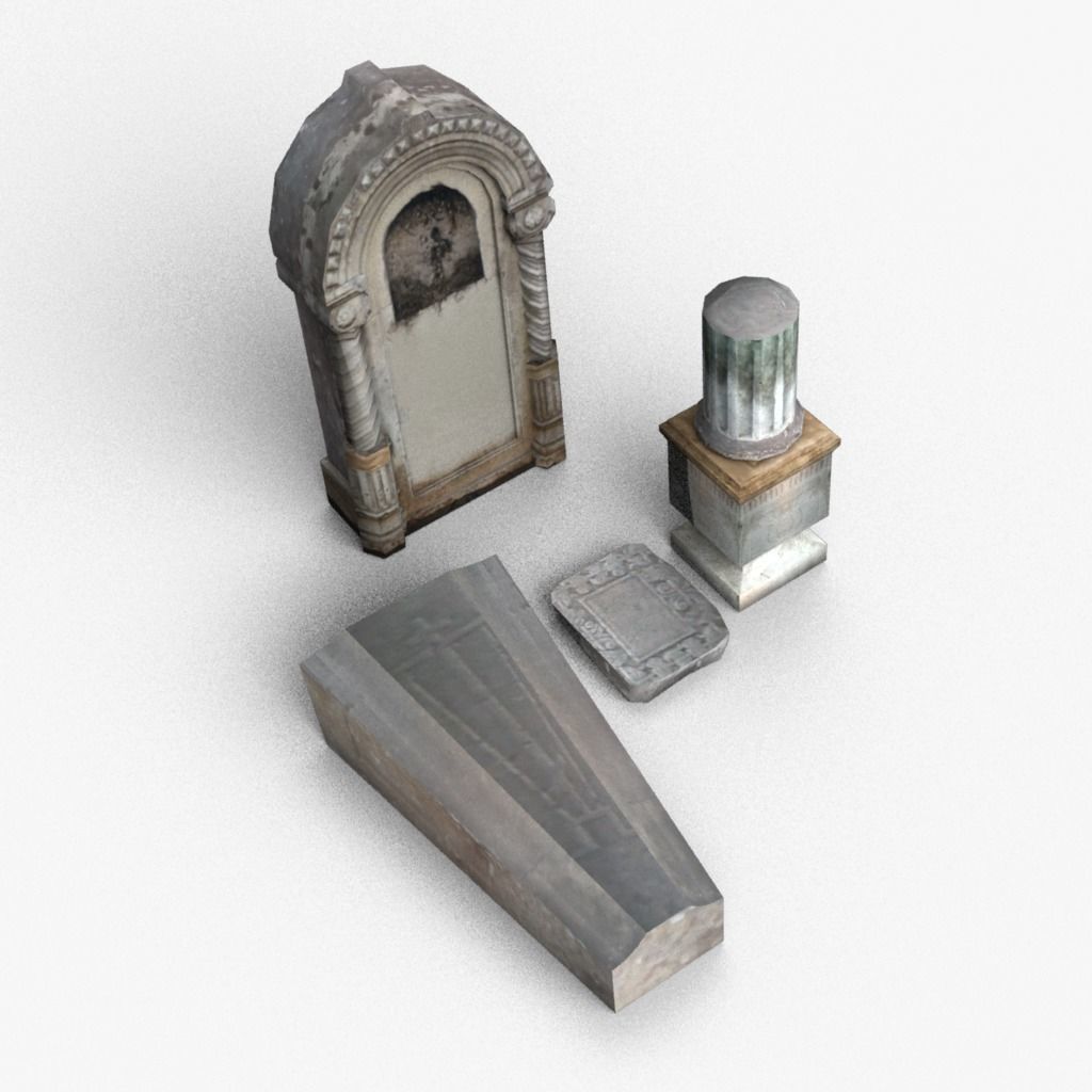 Tombstones - 2 Low-poly 3D model_1