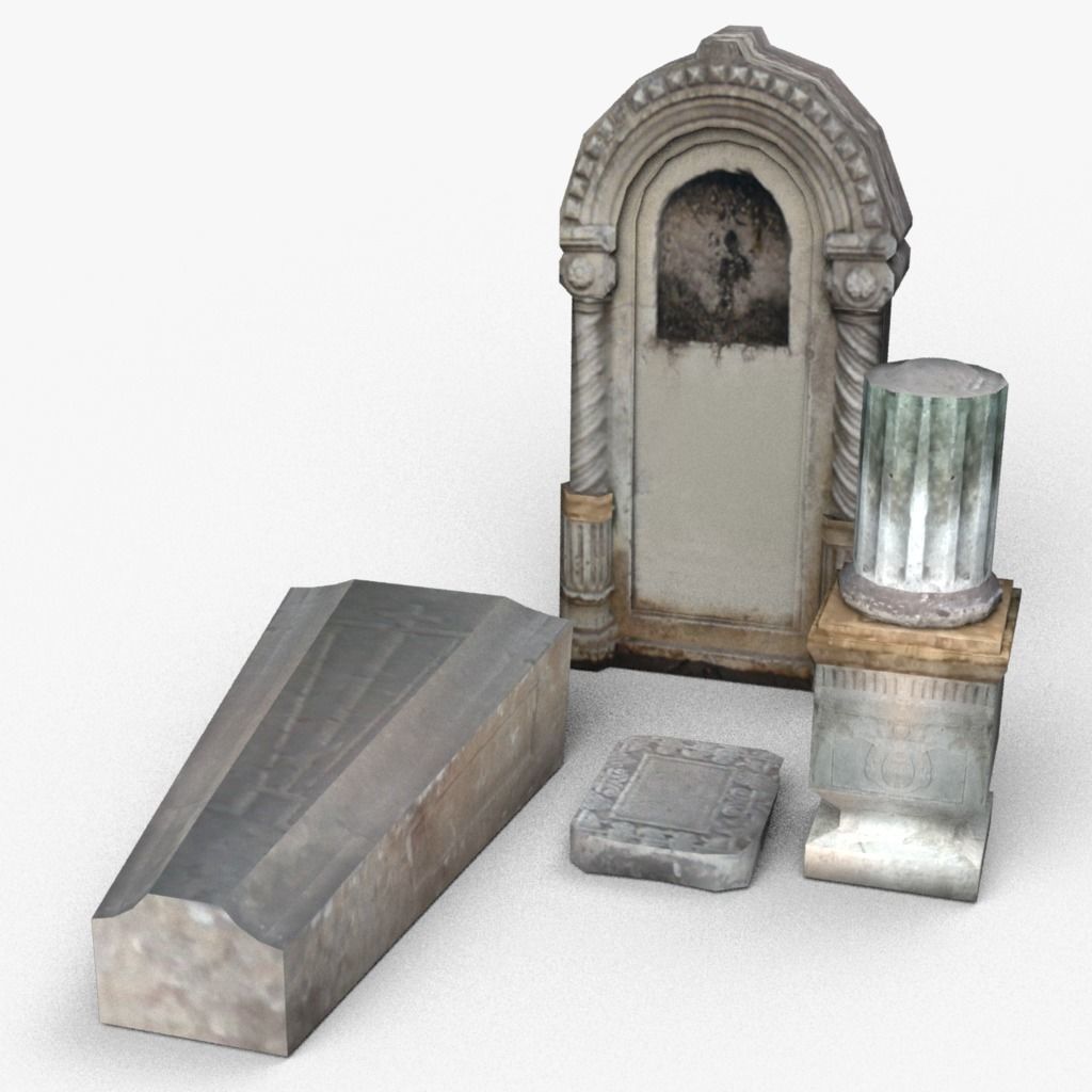 Tombstones - 2 Low-poly 3D model_0