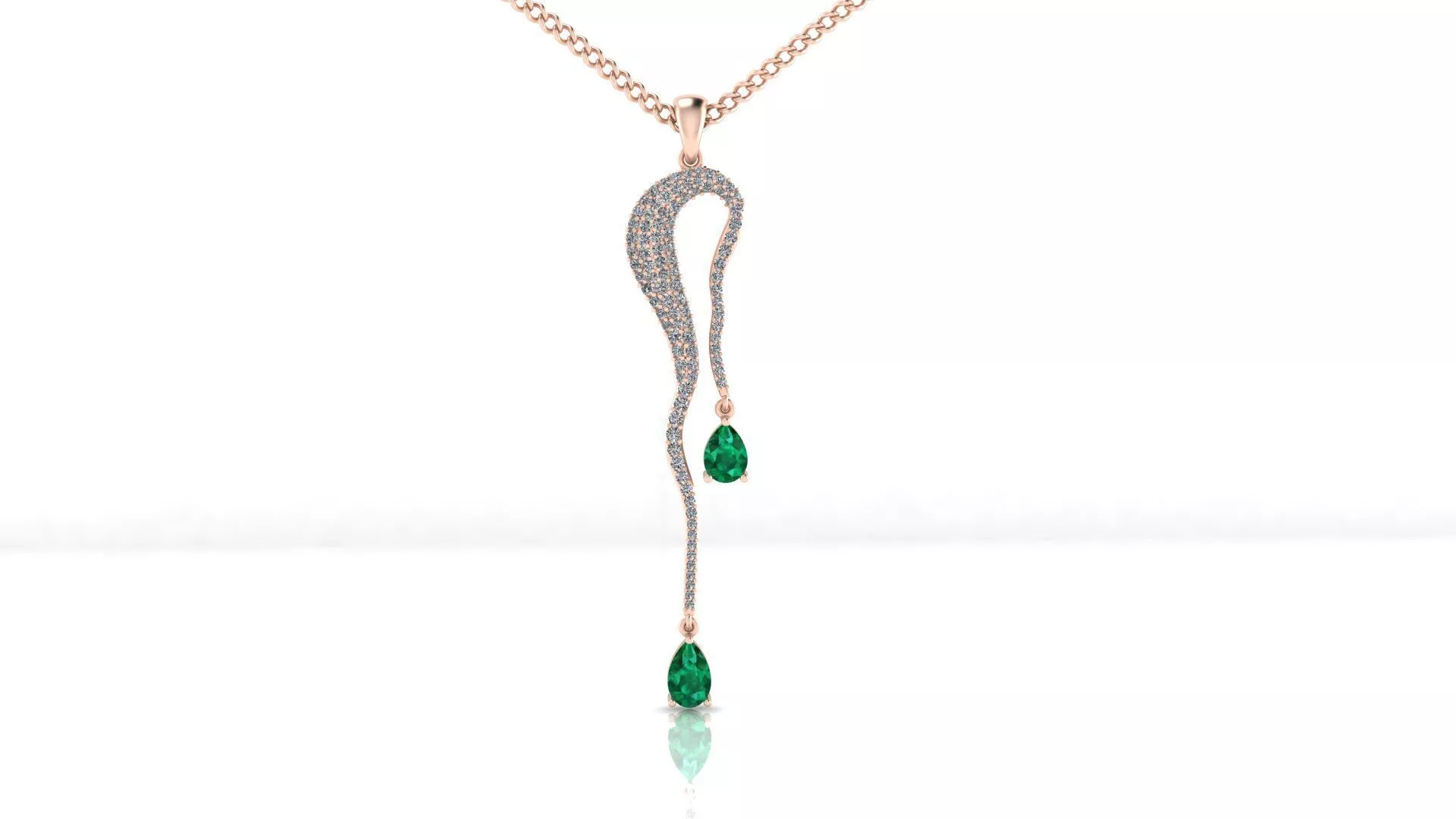 pear emerald pave setting high jewelry pendant 3D print model