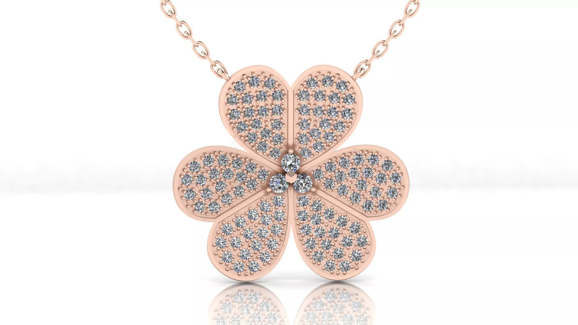 3 clover pave setting high jewelry pendant 3D print model