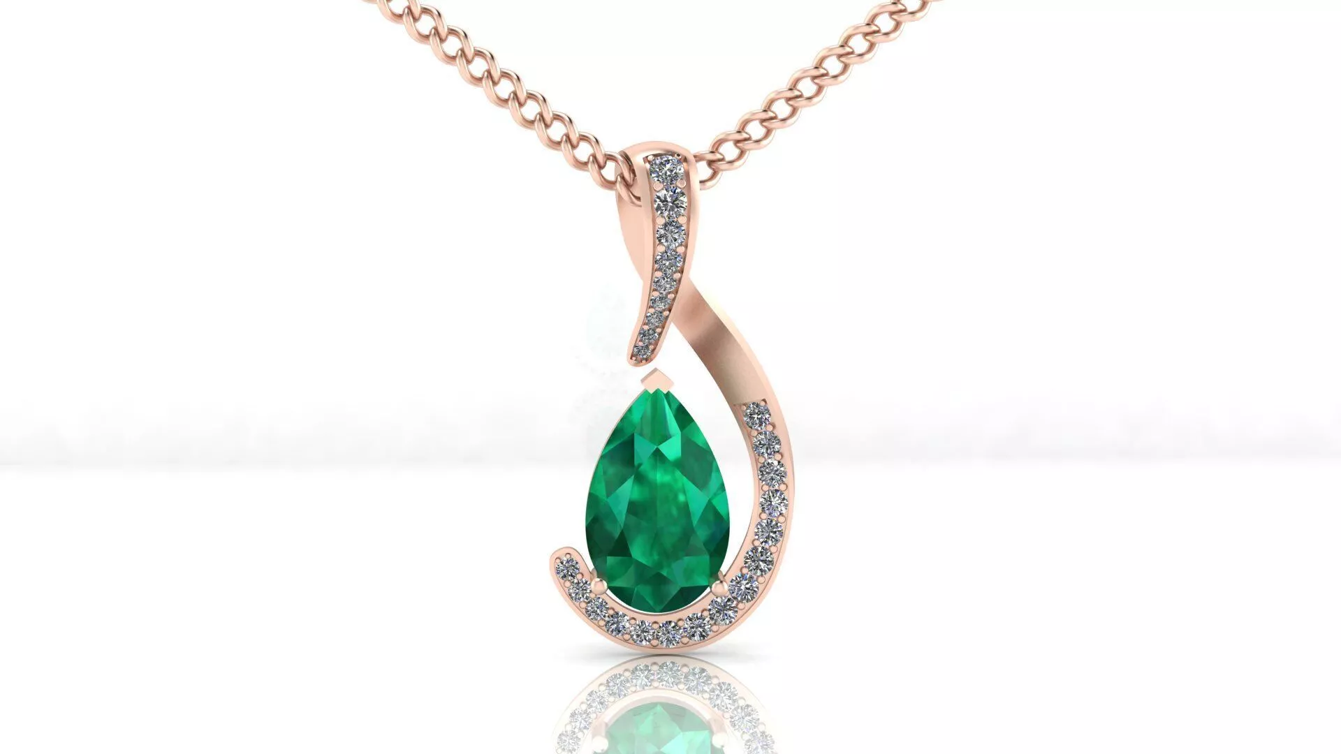 pear emerald high jewelry pendant 3D print model