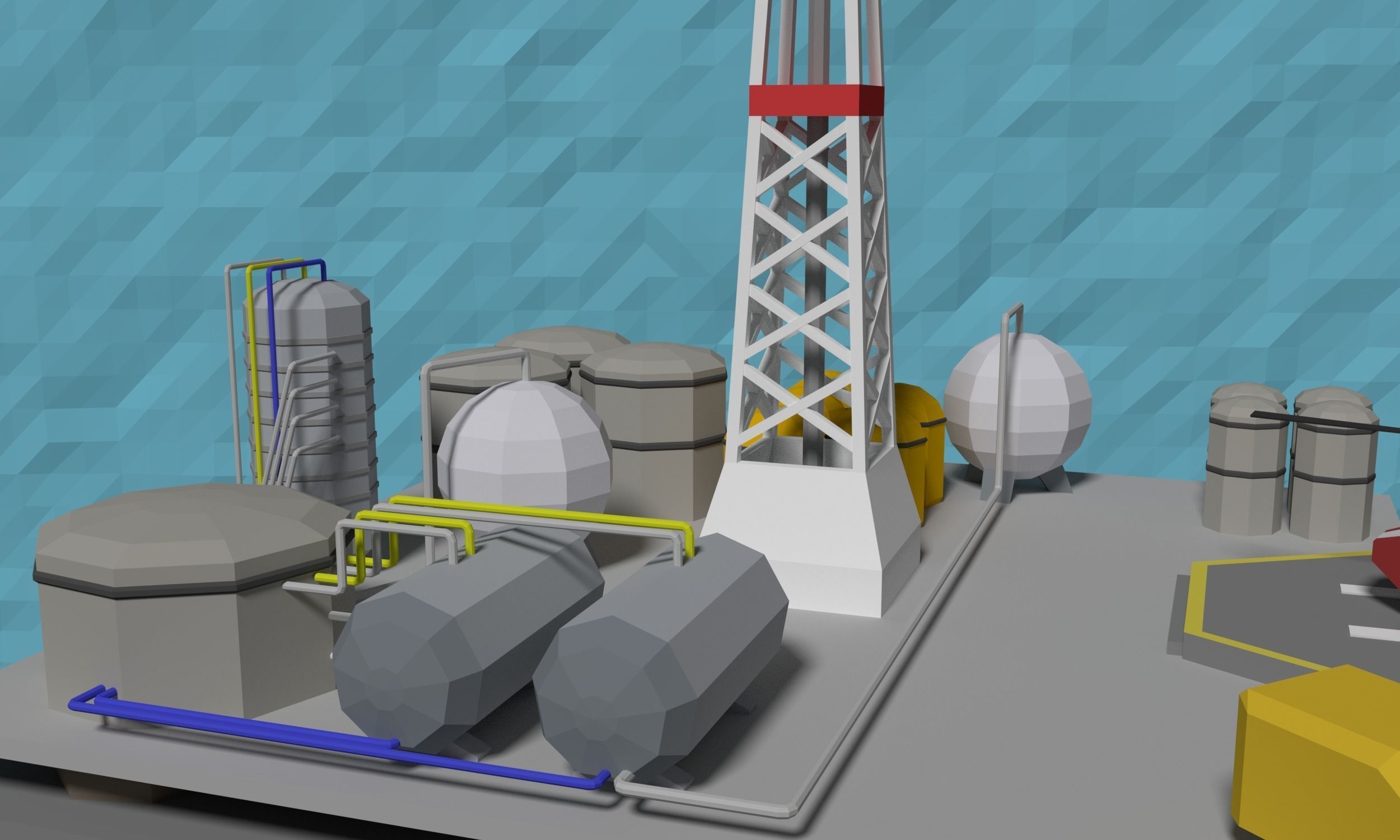 LowPoly Oil platform Low-poly 3D model_6