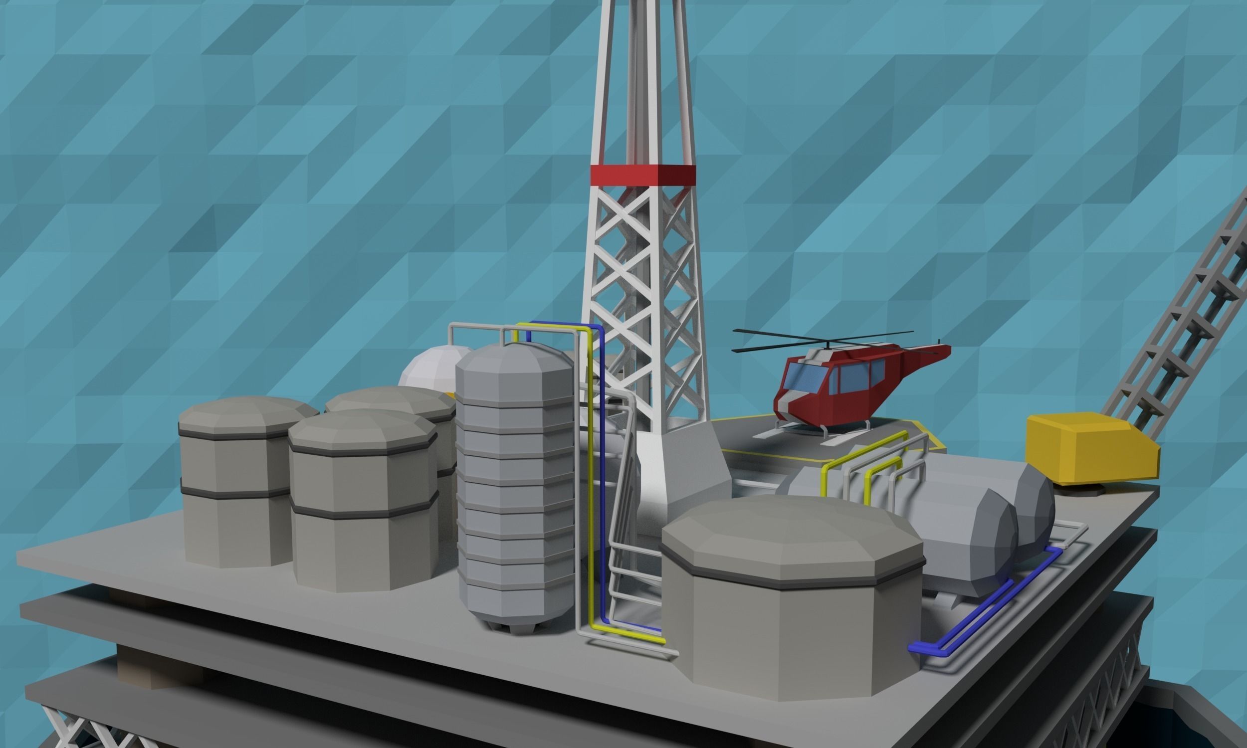 LowPoly Oil platform Low-poly 3D model_5