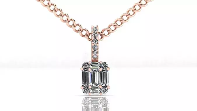 baguette and round illusion high jewelry pendant