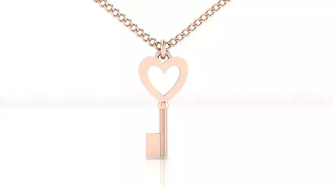 free heart key gold pendant