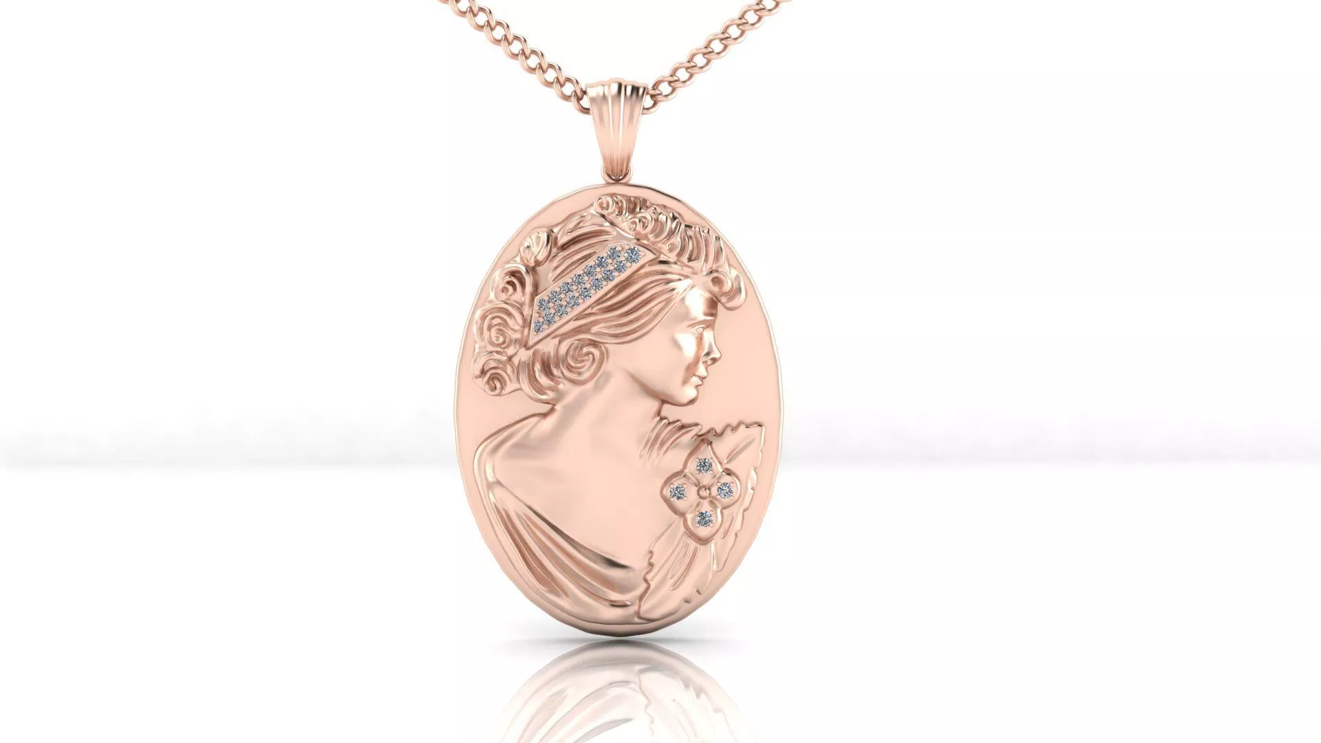 vintage lady high jewelry pendant 3D print model