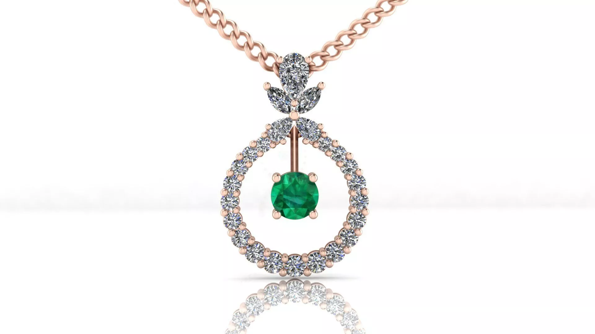 round emerald and marquise jewelry pendant 3D print model